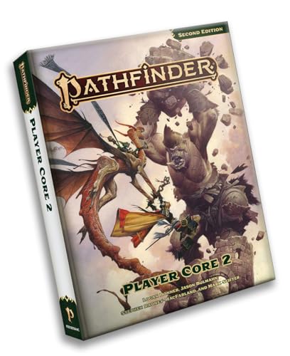 Hardcover book titled Pathfinder Player Core 2 featuring a dragon and giant battle illustration.