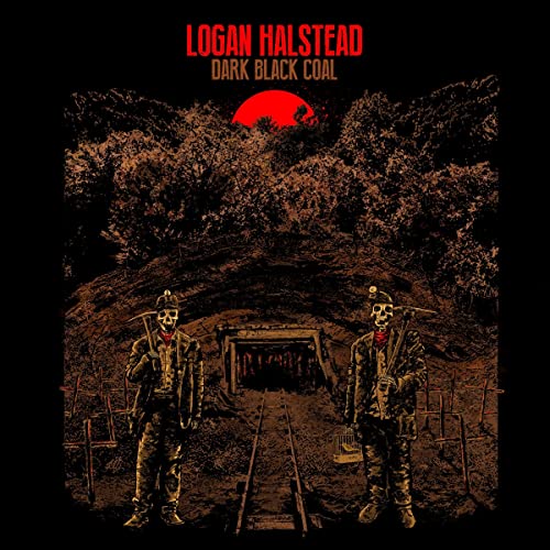 Album cover for Logan Halstead’s “Dark Black Coal” featuring skeletal miners.