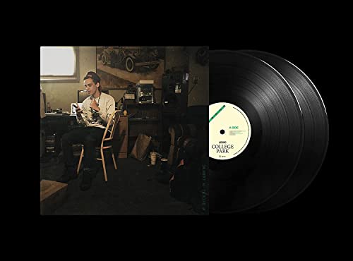 Logic’s “College Park” vinyl record with a man in a garage scene.