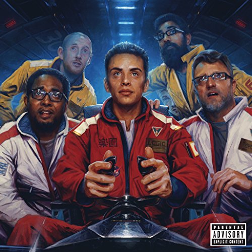 Album cover for Logic’s “Incredible True Story” featuring four men in flight suits.