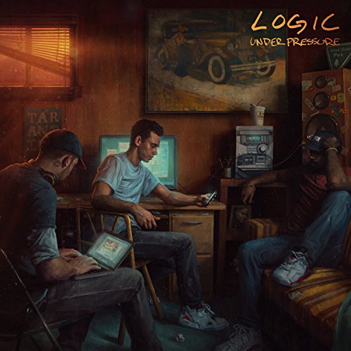Album cover for Logic’s “Under Pressure” featuring three men in a room.