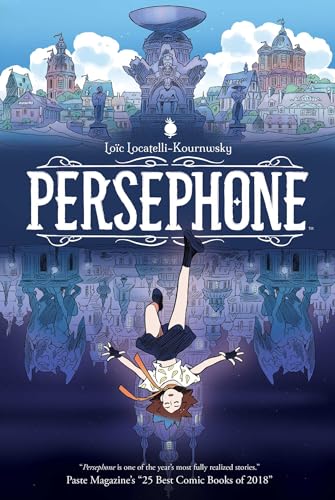 Comic book cover: "Persephone" with a girl falling amidst architecture.