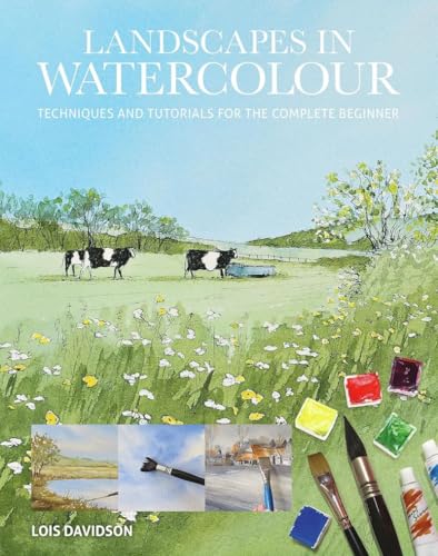 Book cover showing a watercolor landscape of cows in a field with painting supplies.