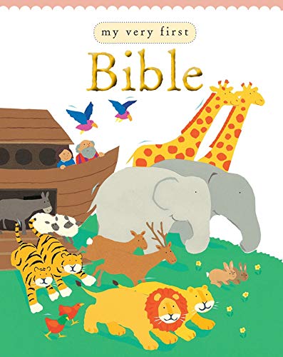 Colorful illustrated children’s Bible cover with Noah’s Ark and animals.