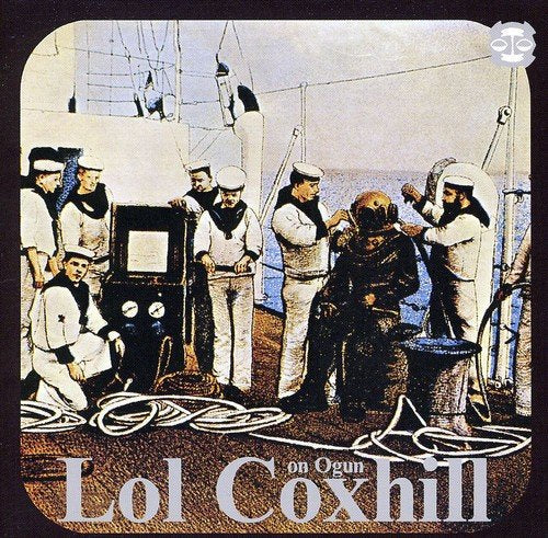 Vintage illustration of sailors and a diver on a ship, album cover.