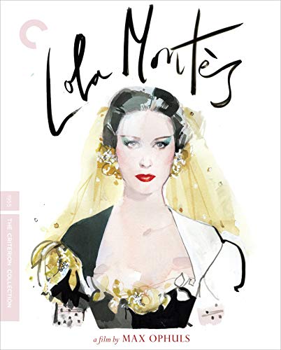 “Lola Montes” Blu-ray cover: painted portrait of Martine Carol in costume.