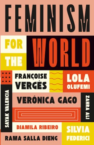 Book cover titled Feminism for the World with bold typography and colorful geometric blocks.