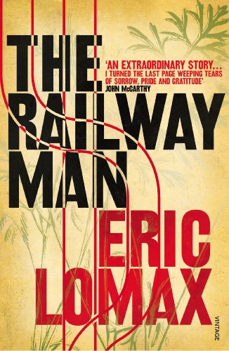 Book cover for "The Railway Man" by Eric Lomax, bold red and black text.