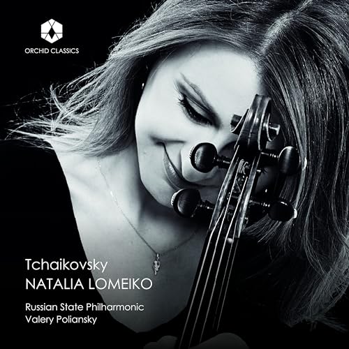 Close-up of violinist Natalia Lomeiko with her instrument, album cover.