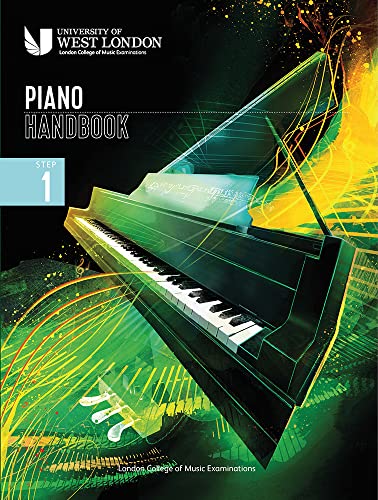 Piano handbook cover with a grand piano and colorful abstract design.