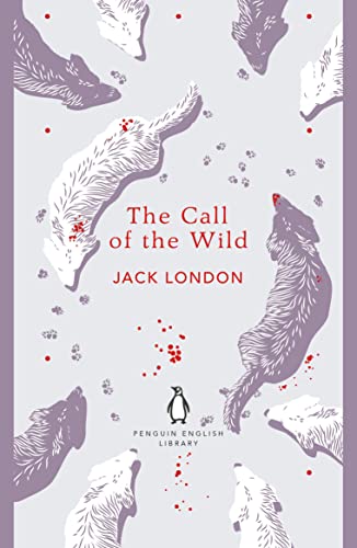 Book cover: "The Call of the Wild" by Jack London, with wolf illustrations.