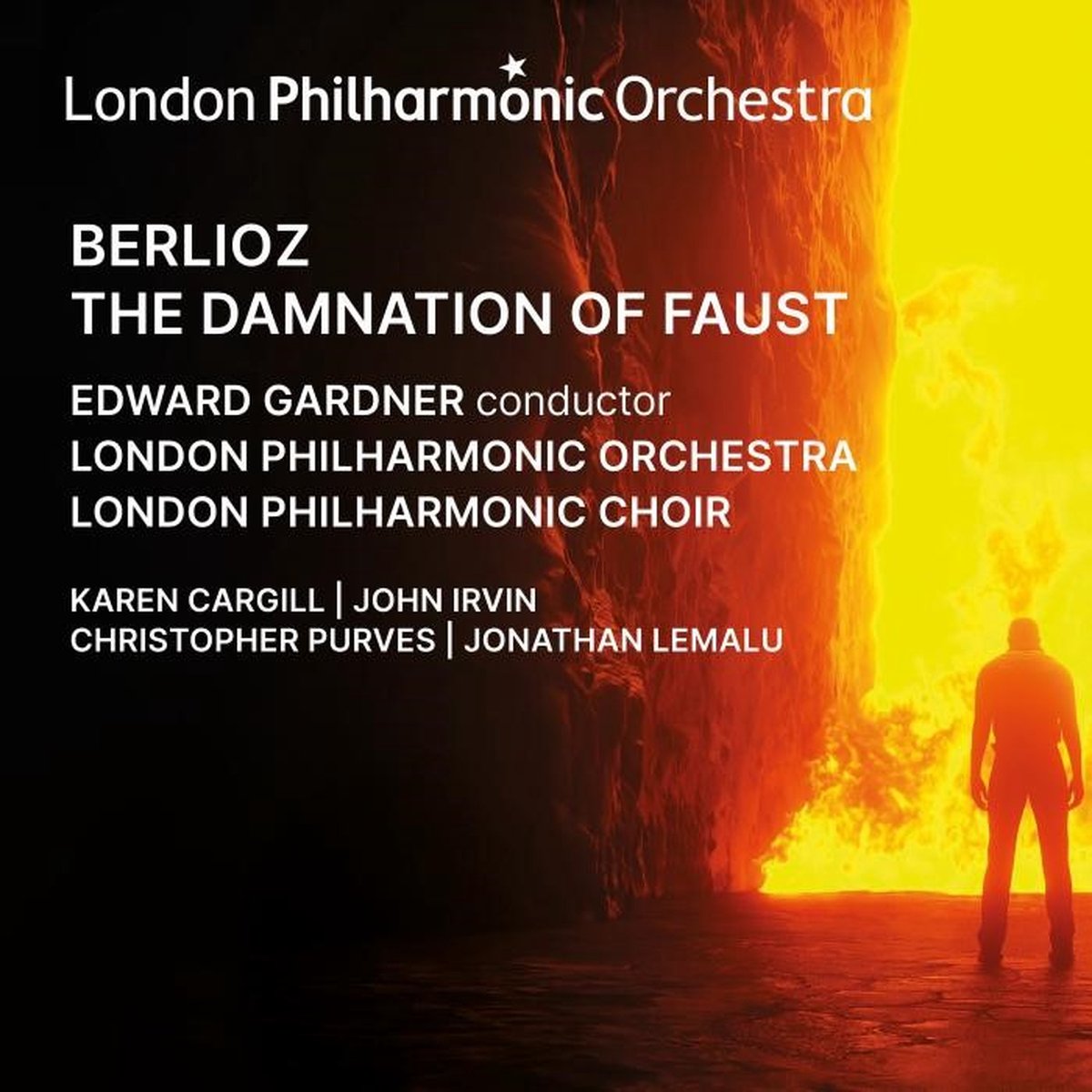 CD cover for Berlioz’s *The Damnation of Faust* with fiery imagery.