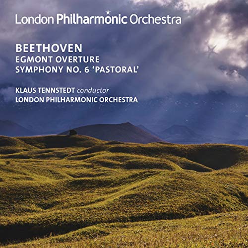 CD cover for Beethoven’s “Egmont Overture” with a landscape background.
