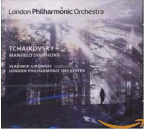 CD cover featuring a forest landscape with text for Tchaikovsky's Manfred Symphony.