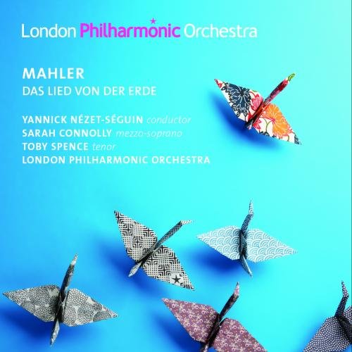 CD cover with five colorful origami cranes on a bright blue background.