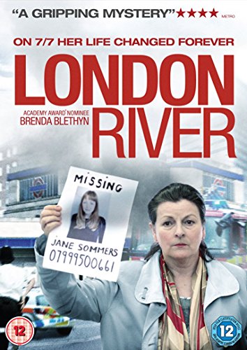 DVD cover for London River featuring a woman holding a missing person sign.