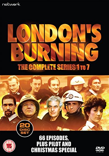 DVD cover for "London's Burning" showing a group of firefighters and actors.