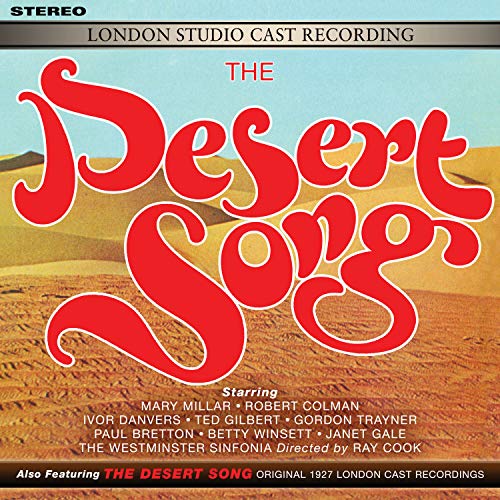 "Album cover for 'The Desert Song' with desert landscape and red title text."