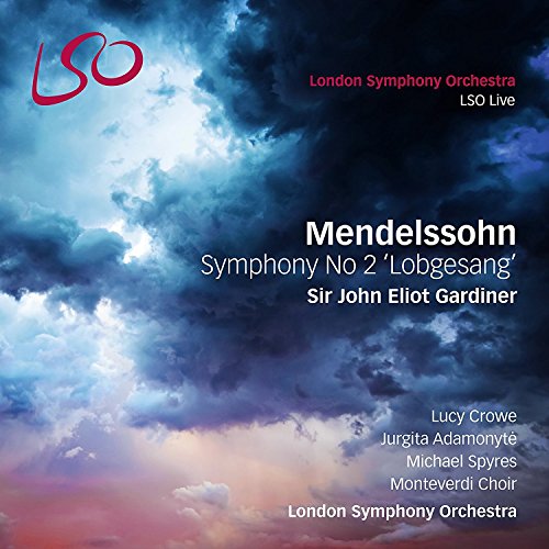 Album cover featuring dark, dramatic storm clouds and text for Mendelssohn's Symphony No. 2.