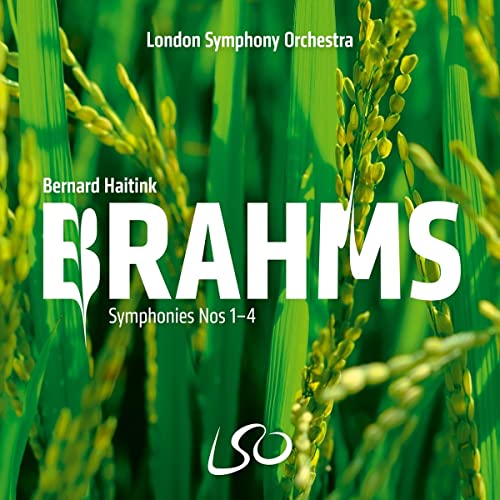CD cover for Brahms symphonies with green grass and white text.