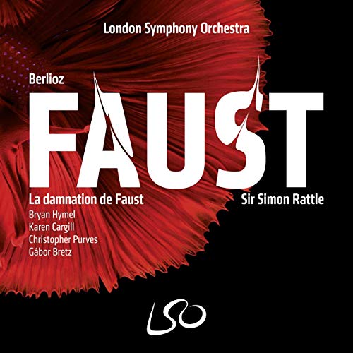 CD cover for Berlioz’s “Faust” featuring red abstract imagery and white text.
