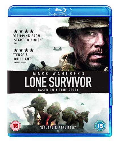 Lone Survivor" Blu-ray cover featuring Mark Wahlberg and soldiers in combat.