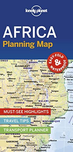 Foldable, waterproof map of Africa with cities, highlights, and travel tips.