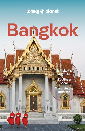 Lonely Planet Bangkok guidebook cover featuring a golden temple and monks.
