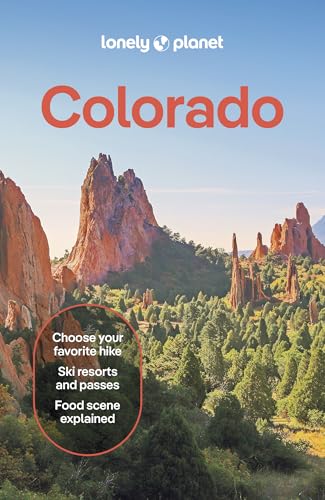 Lonely Planet Colorado guidebook cover with red rock formations and text.