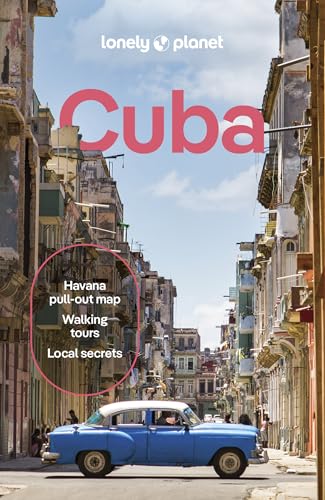 Lonely Planet Cuba guidebook cover with a classic blue car and Havana street scene.