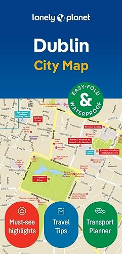 Map of Dublin with travel information and Lonely Planet branding on top.