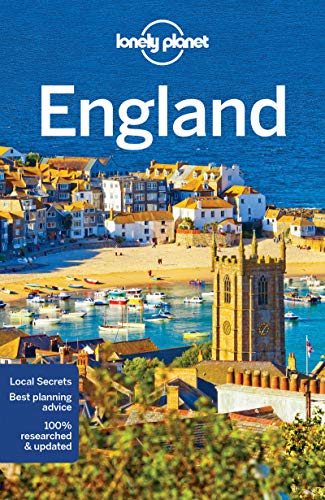 Lonely Planet England travel guide cover with coastal village scene.