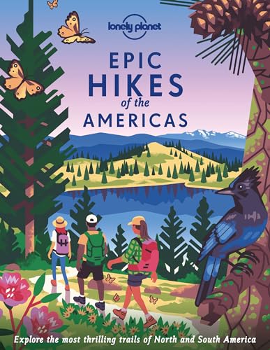 Book cover depicting hikers, birds, and a mountainous landscape.