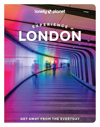 Lonely Planet Experience London book cover featuring a colorful, illuminated tunnel with blurred pedestrians.