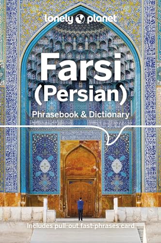Lonely Planet Farsi phrasebook cover featuring an ornate blue tiled mosque entrance and person.