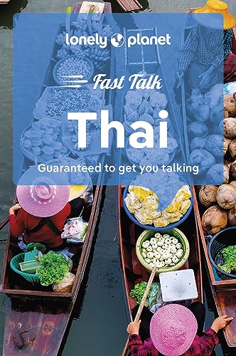 Book cover for Lonely Planet Fast Talk Thai featuring vendors in boats at market.
