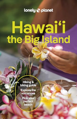 Lonely Planet Hawaii the Big Island guidebook with flowers in focus.