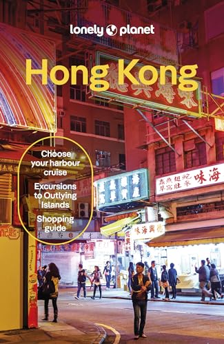 Lonely Planet Hong Kong guidebook cover featuring a night street scene with neon signs.