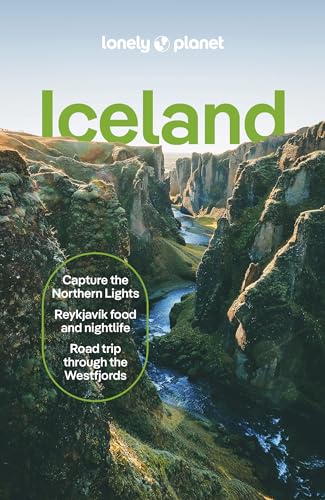 Lonely Planet Iceland travel guide cover featuring a river flowing through a rocky canyon.