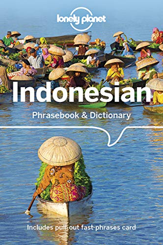 Book cover showing people in traditional hats rowing boats in an Indonesian floating market.