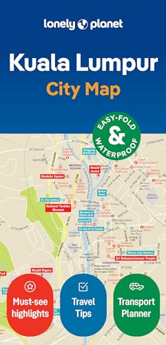 Lonely Planet Kuala Lumpur city map, folded and waterproof, with street details.