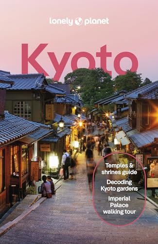 Lonely Planet Kyoto travel guide cover featuring a sunset view of a historic street.