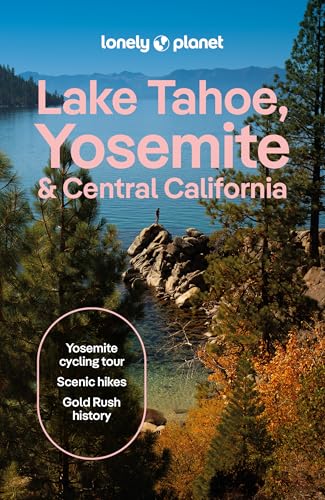 Lonely Planet travel guide cover featuring Lake Tahoe and Yosemite landscapes.