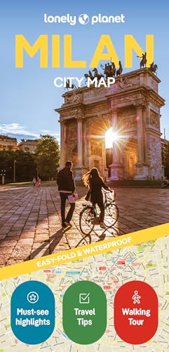 Lonely Planet Milan City Map cover with the Arco della Pace and people.