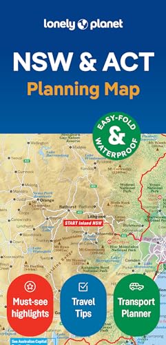 Lonely Planet New South Wales and ACT planning map showing regional roads and landmarks.