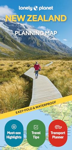A person walks on a wooden path through a grassy landscape toward snowy mountains.