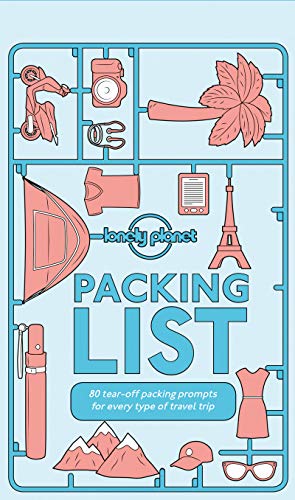 Lonely Planet Packing List cover with travel icons arranged like a plastic model kit.