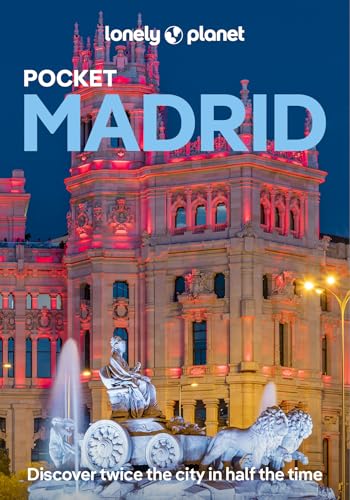 Lonely Planet Pocket Madrid travel guide cover featuring the illuminated Cibeles Fountain at night.