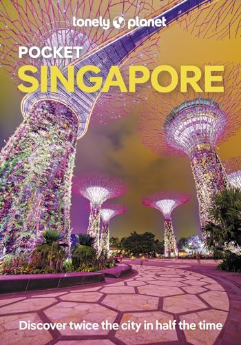 Lonely Planet Pocket Singapore travel guide cover featuring illuminated Supertree Grove at night.