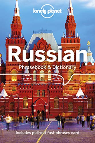 Lonely Planet Russian phrasebook cover with Saint Basil's Cathedral image.